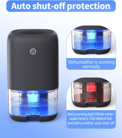 35 OZ Dehumidifier for Bedroom RV, Quiet with Auto Shut Off, Gold | 280 Sq.Ft Small Dehumidifiers for Home Bathroom Closet, 7 Color Light, 28dB Ultra Quiet, 35OZ Water Tank