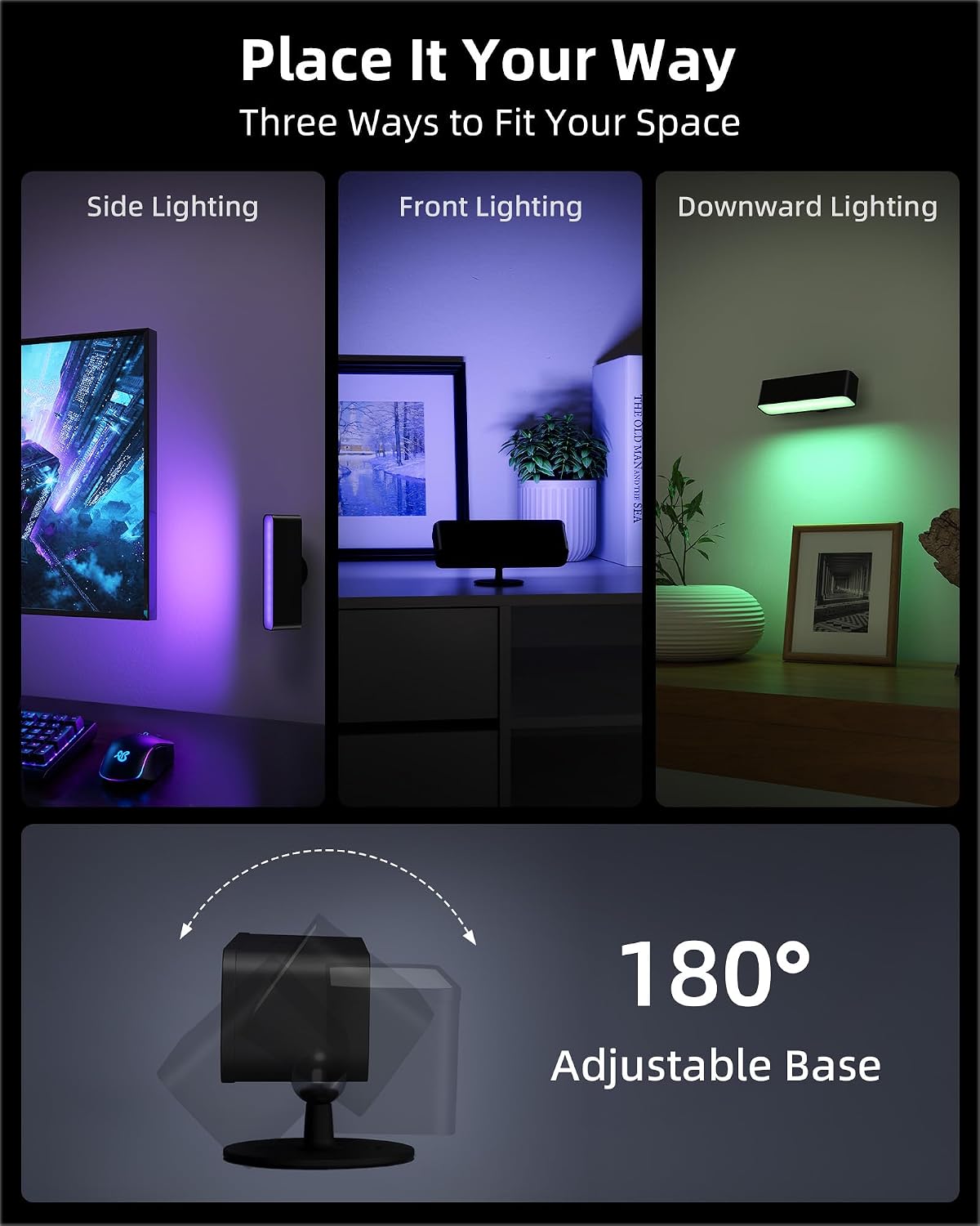 EZVALO Wireless RGB Light Bars, Rechargeable LED Mood Lights with Remote