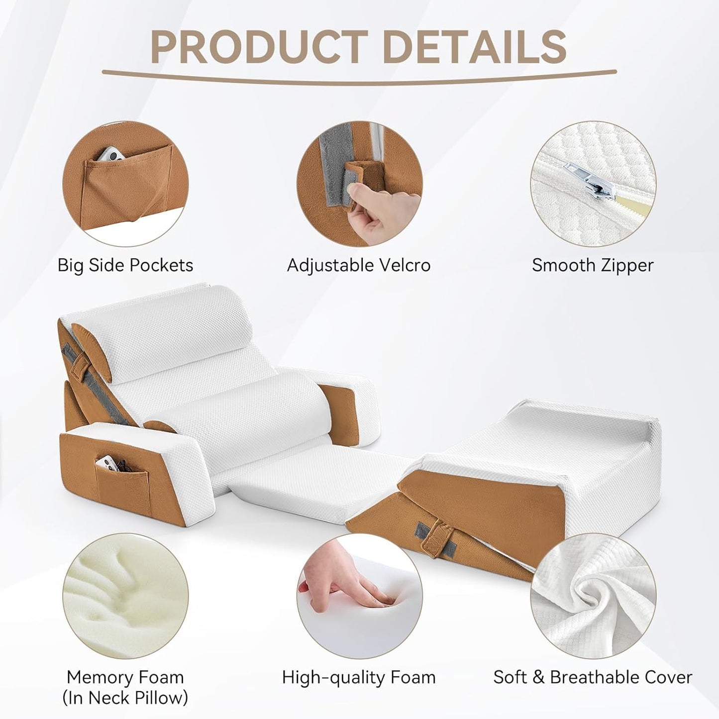 Yojoker Leg Elevation Pillows for Swelling, Memory Foam Wedge Pillow for Legs Blood Circulation, Leg Elevation Pillows for After Surgery, Knee Wedge Pillow for Sleeping Back Hip Ankles Relief