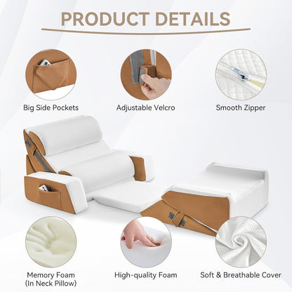 Yojoker Leg Elevation Pillows for Swelling, Memory Foam Wedge Pillow for Legs Blood Circulation, Leg Elevation Pillows for After Surgery, Knee Wedge Pillow for Sleeping Back Hip Ankles Relief