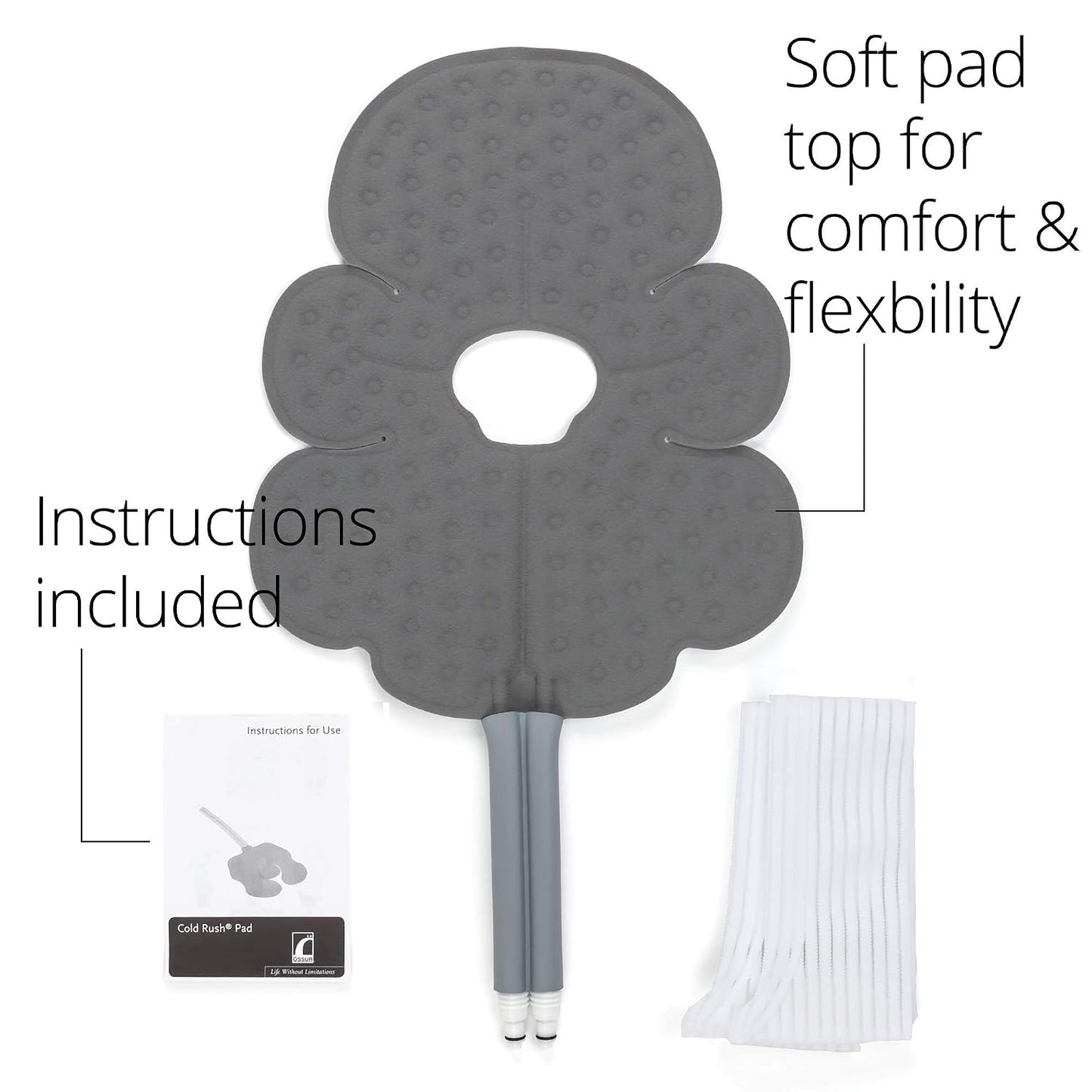 Ossur Cold Rush Cold Therapy Knee Pad | Ergonomic Knee Ice Pack Wrap for Post-Operative Pain and Swelling | Ice Pack for Knee | Includes Hose Connectors and Elastic Straps
