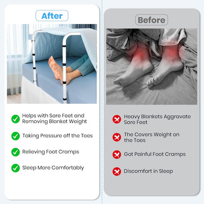 Blanket Lifter for Feet - Blanket Lifters for Foot of Bed, Adjustable 20-29 Inch Height with 4 Non-Slip Clips, Multi-Use Bed Support for Enhanced Foot, Toe, Leg and Knee Comfort