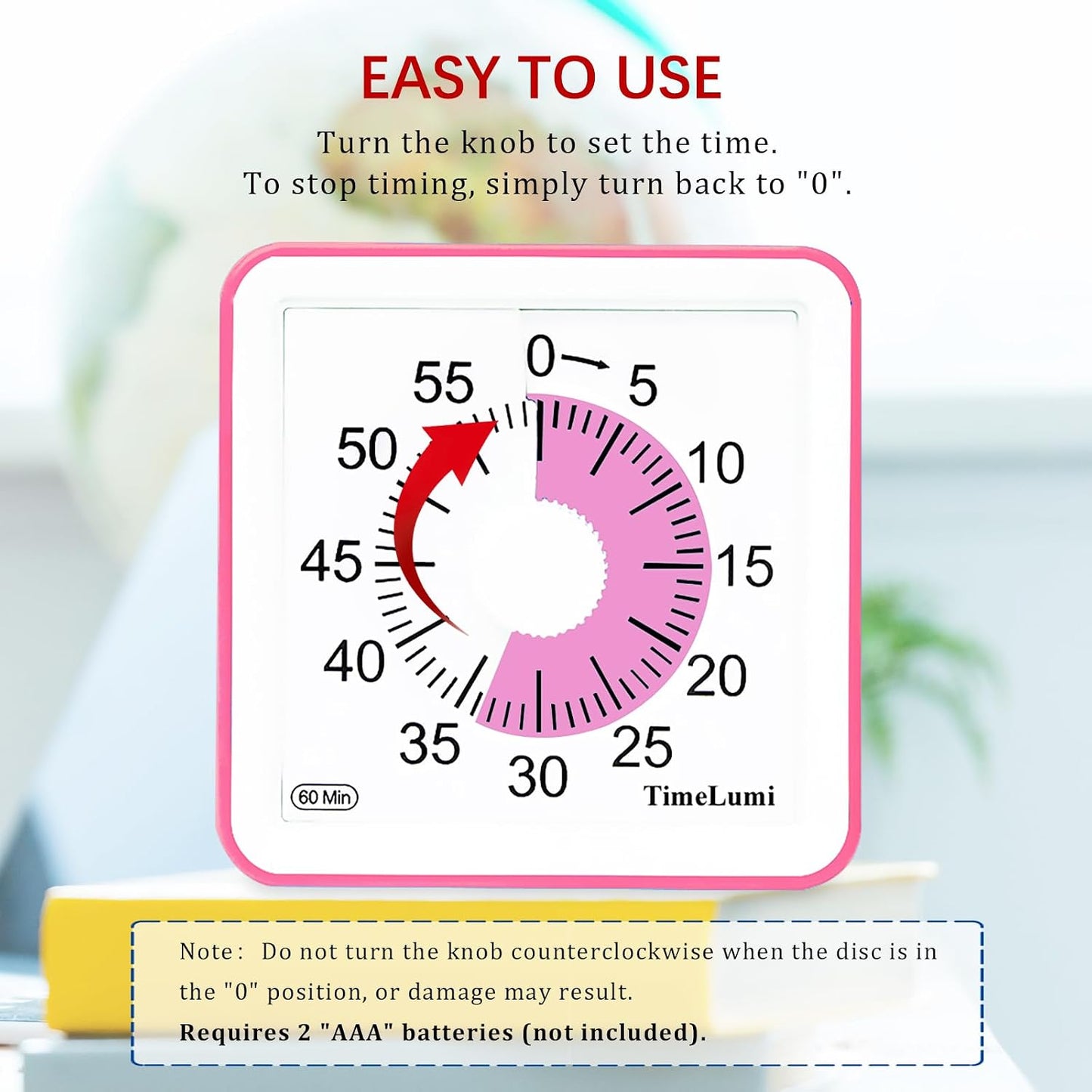 60-Minute Visual Timer for Kids, Time Management Tool Study Classroom Timer, Home Edition Silent Countdown Timer for Toddler, Teachers and Adults (Green)