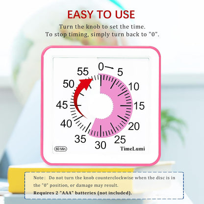 60-Minute Visual Timer for Kids, Time Management Tool Study Classroom Timer, Home Edition Silent Countdown Timer for Toddler, Teachers and Adults (Green)