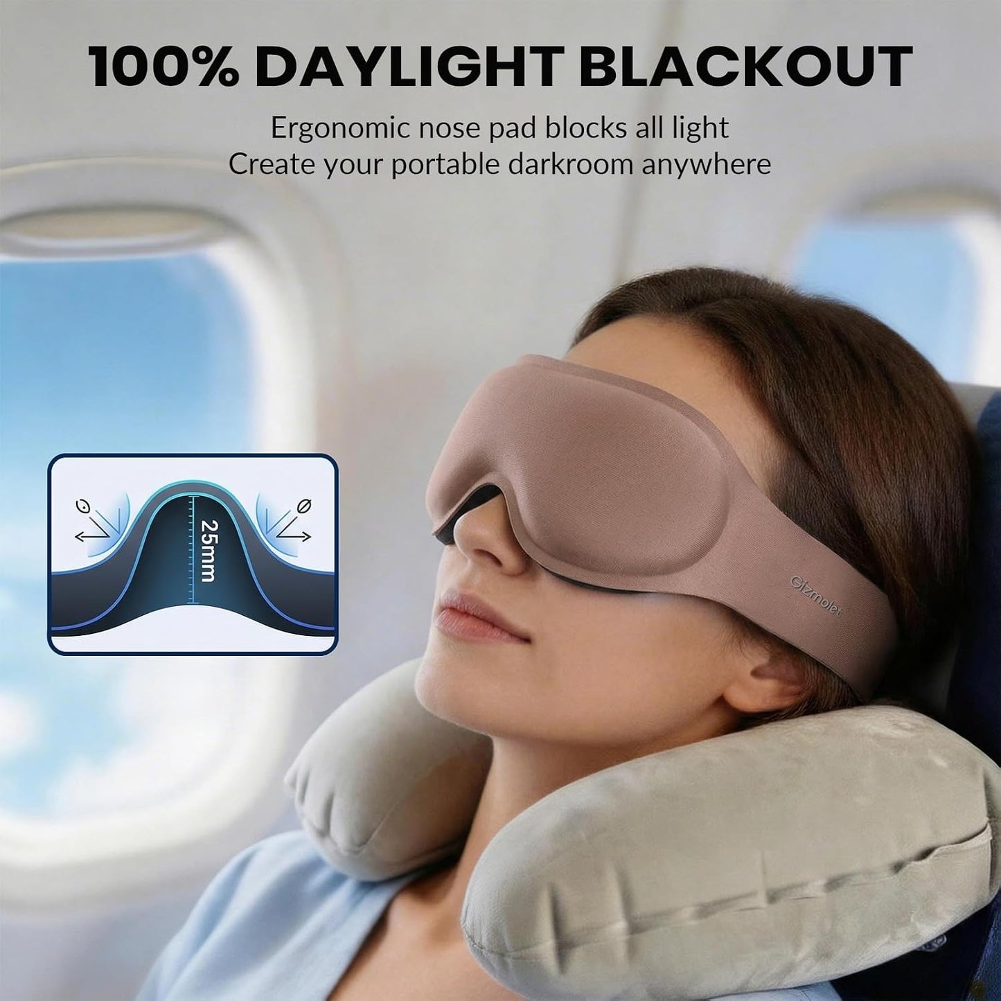 Maximum Blackout Sleep Mask for Deep Sleep, 3D Eye Mask with Spacious Eye Cups, Zero Eye Pressure, Long Eyelash & Lash Extension Friendly, Eye Cover for Travel/Shift Work/Daytime Sleep, Black