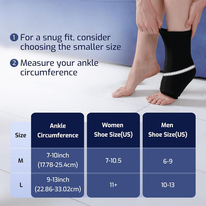 Ankle Ice Pack Wrap for Foot Pain, Hot/Cold Compression Sleeve Medium