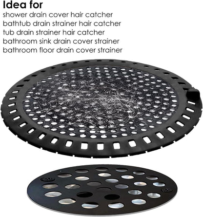 Seatery 2PCS Shower Drain Hair Catcher, Shower Drain Strainer, Stainless Steel with Silicone Edging, 4.75 Inch Diameter