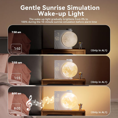 RETEYUNG Sunrise Alarm Clocks Sound Machine Moon Lamp for bedrooms