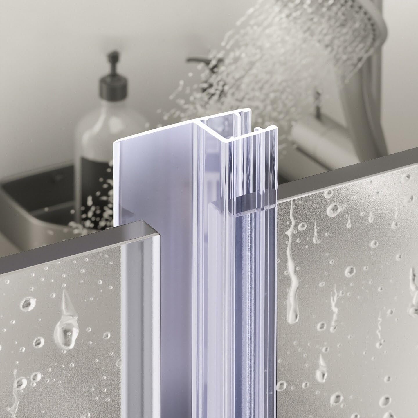 3 PCS Frameless Shower Door Bottom Seal 1/4 Inch Glass (15.75 in x 3),3 Section Segmented Installation Kit,Glass Shower Door Seal Strip Bottom,Weather Stripping Sweep Leak Water Guard
