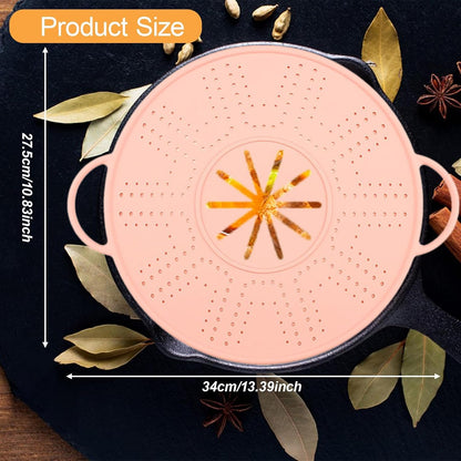 Generic Silicone Spill Stopper Lid Heat Resistant Pot Cover with Steam Vents, Multifunctional Anti Overflow Cover for Skillets, Pink