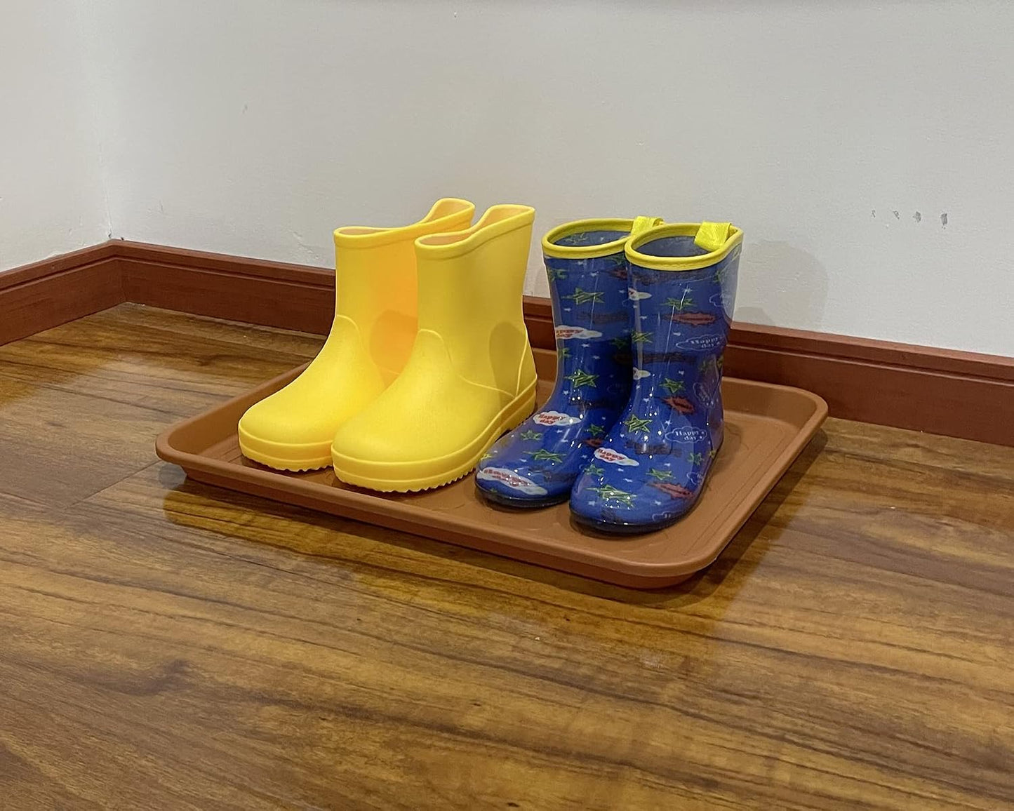 PetLike Boot Tray for Entryway Indoor, Pet Food Mat, 23 x 15.5 inch 2 Packs, Waterproof Rubber Shoe Tray for Indoor and Outdoor, Multi-Purpose Trays for Boots, Shoes, Pets, Garden