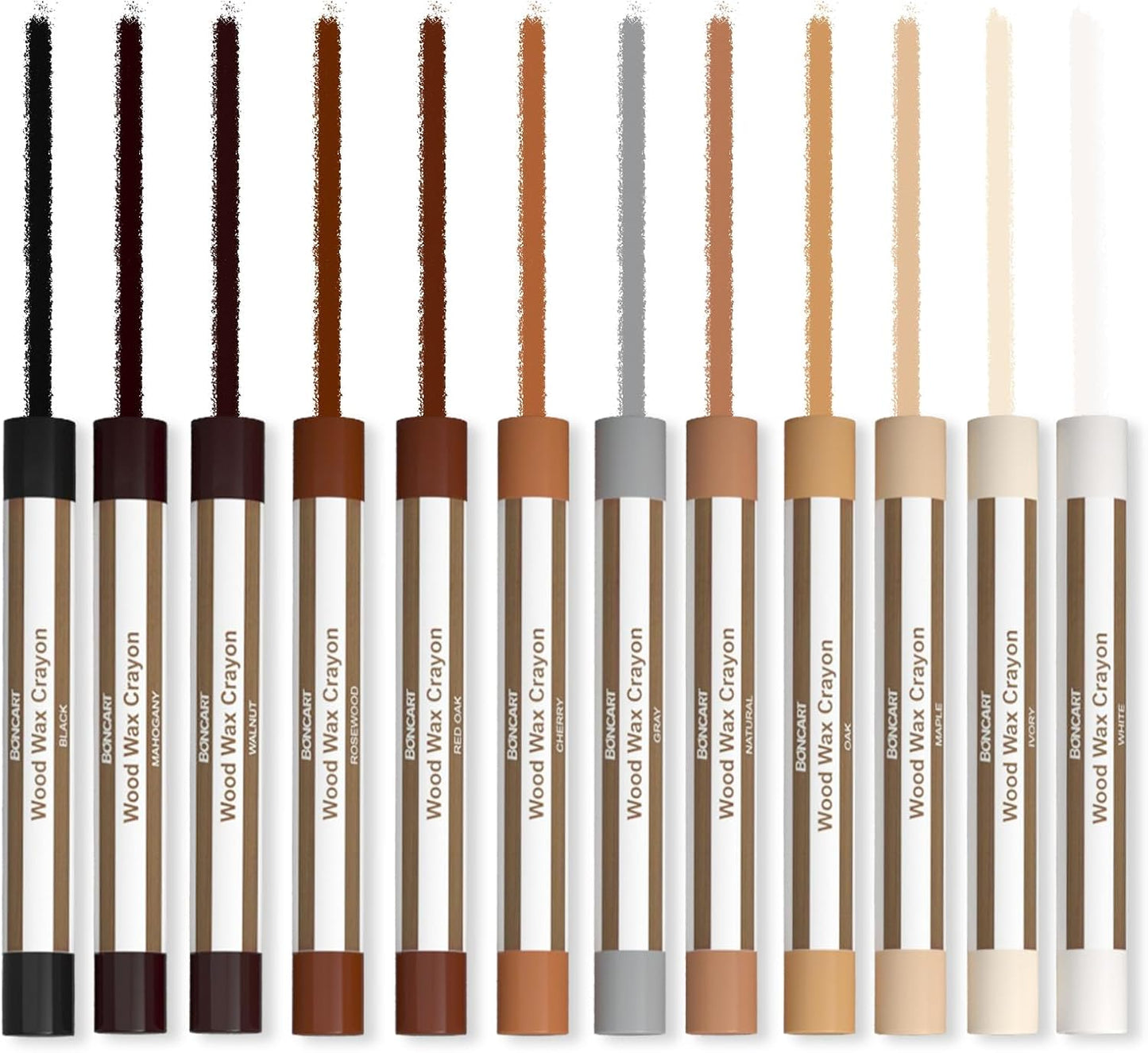Boncart Wood Filler Sticks,12 Colors Wood Wax Crayons | For Repairing Scratches, Scuffs, Cracks, and Nail Holes on Wood Furniture, Floors, Cabinets, Tables, and Doors