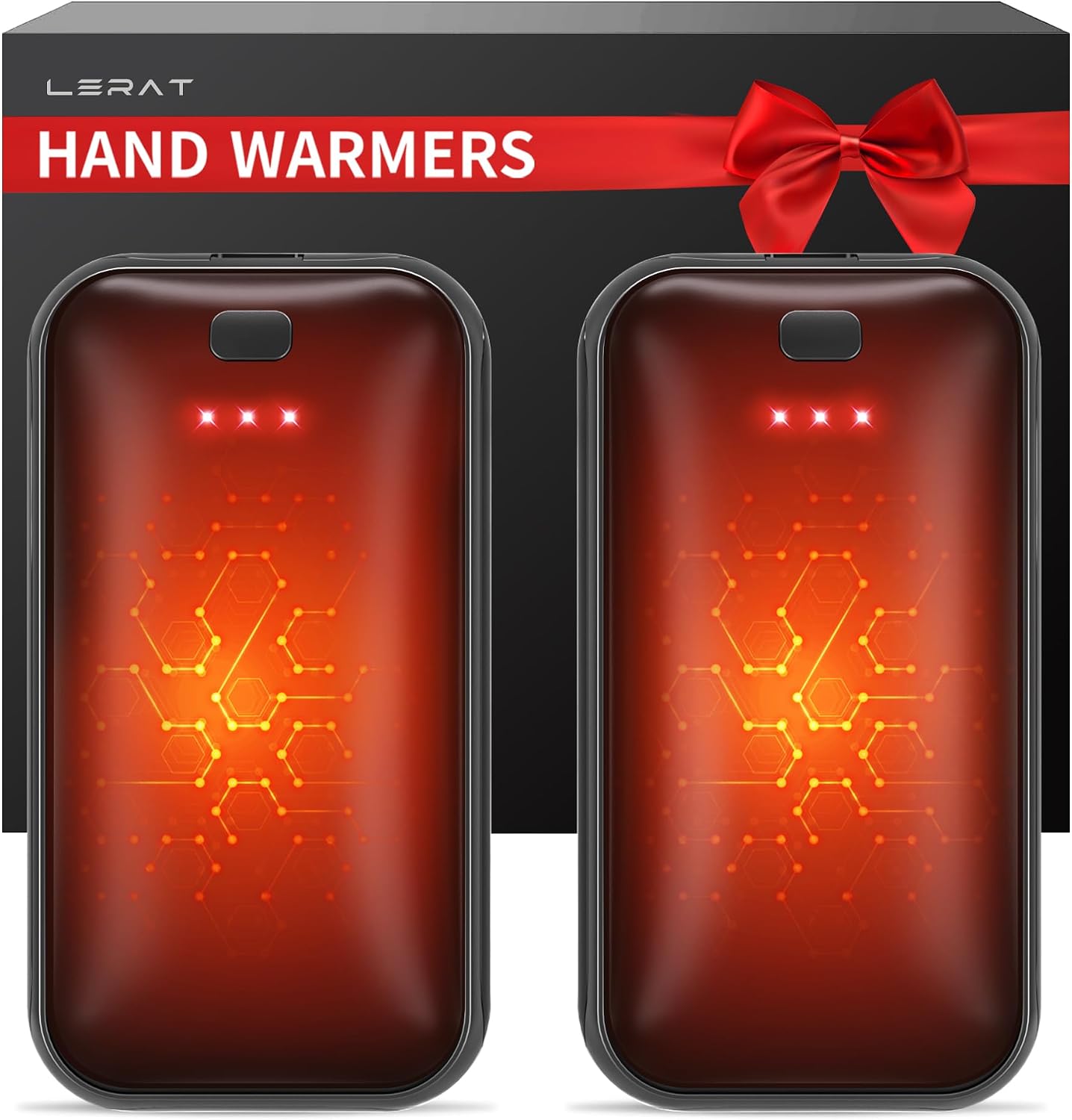 Lerat Hand Warmers Rechargeable 2 Pack, Portable Electric Hand Warmer Max 131℉, Reusable Slim Pocket Heater Handwarmers, Gifts for Men, Women, Outdoor, Golf, Camping, Hunting Essentials