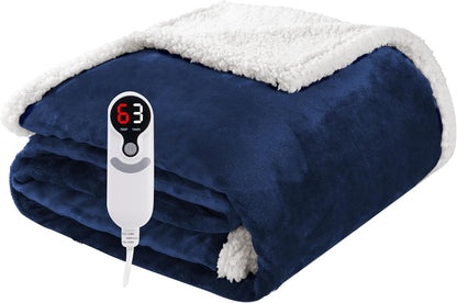 Soypipo Electric Heated Throw Blanket 50"x60", Faux Fur Plush with 4 Heat Settings & 2/4/8/10H Auto Shut-Off, Overheat Protection, Machine Washable, for Office & Chair, Dark Grey