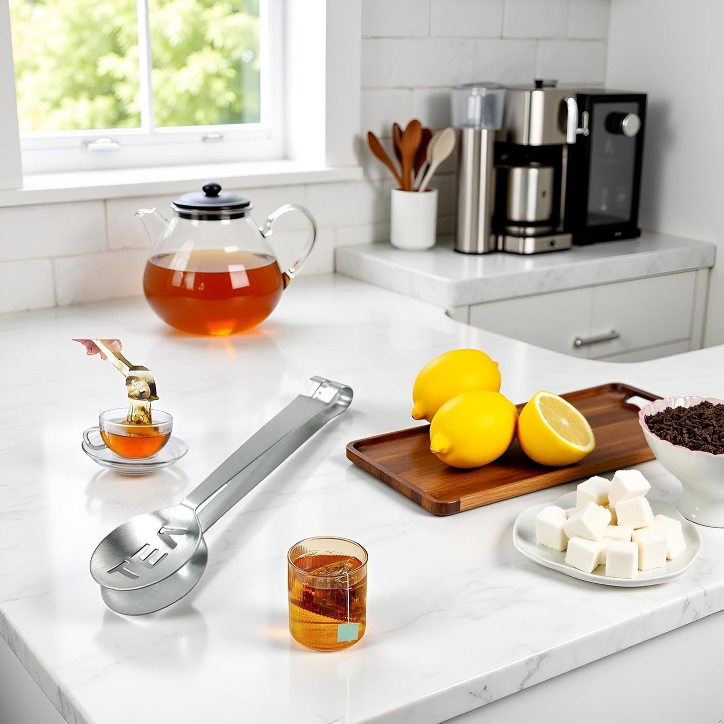Tea Tongs,Tea Bag Squeezer Tongs,Tea Bag Squeezer,Stainless Steel,Round Tea Filter Clamp,Tea Bag Strainer Clip Tea Holder for Gripping Tea Strainer Spoon for Ice Sugar Cubes Bar