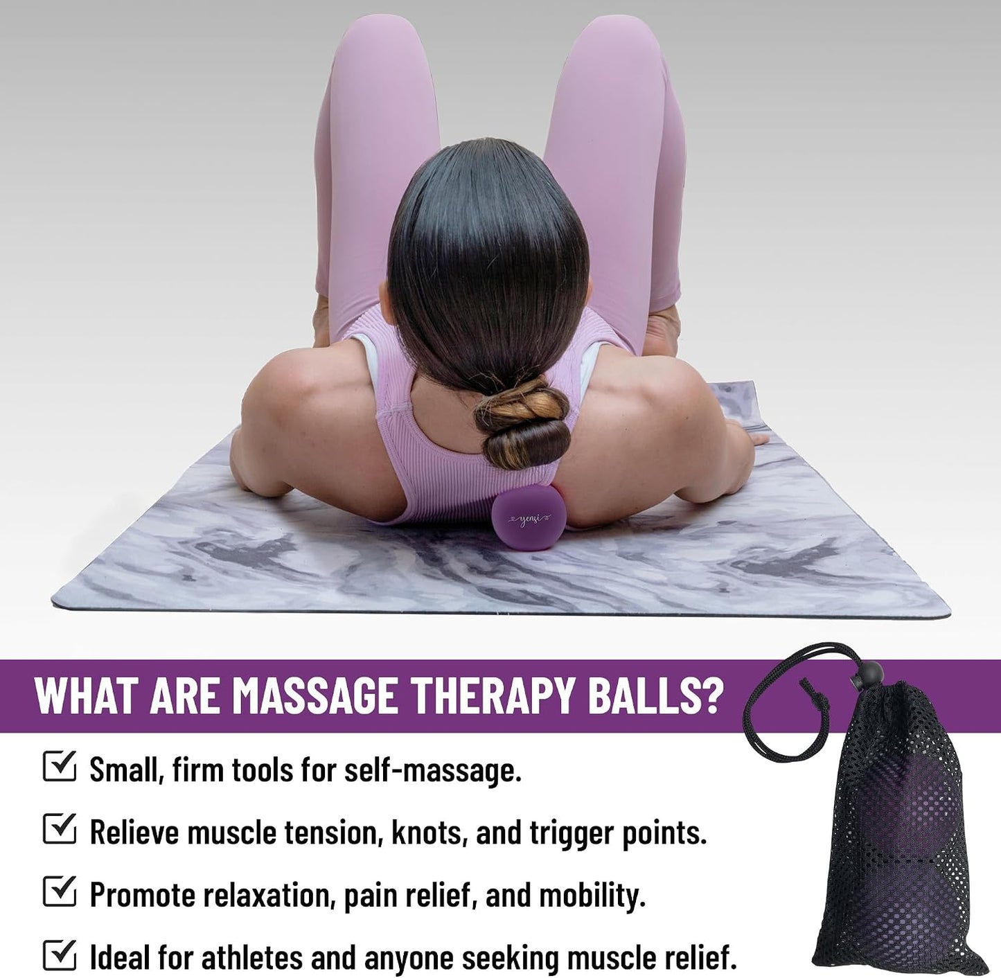 Silicone Massage Lacrosse Balls for Trigger Point Therapy, Muscle Knots, and Physical Therapy. Set of 2 Balls with Carrying Bag. Latex-Free. Ideal for Deep Tissue Massage and Myofascial Release