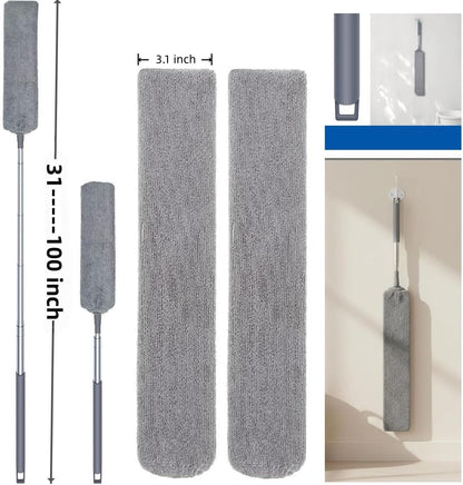 Retractable Gap Dust Cleaner Under Appliance Cleaning Tool, GMLRKY Flat Duster for Under Refrigerator Fridge Stove Couch Bed, Skinny Thin Duster for Tight Spaces (Blue)