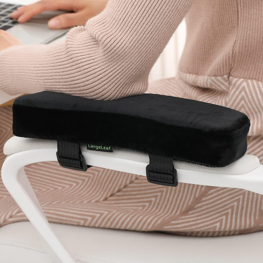 LargeLeaf Extra Thick 2 inches Chair with Memory Foam Armrest Pads 2-Piece | Firm support breathable cover