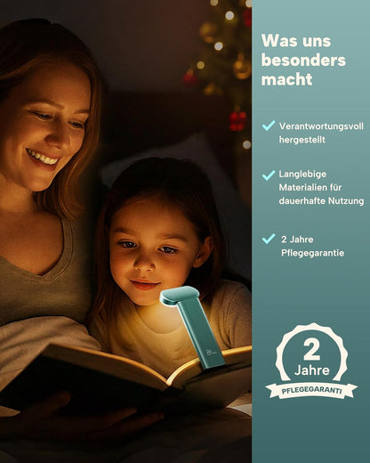 86lux Book Light, Rechargeable Reading Light for Book in Bed | 3 Color Modes & Stepless Dimming, Aluminum Alloy LED Bookmark Light for Book Lovers, Technology Black