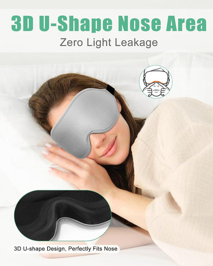 BeeVines Sleep Mask, 2 Pack 3D Contoured Sleeping Eye Masks for Lash Extensions, Night Molded Covers with Adjustable Strap, Memory Foam Eye Shade for Traveling Yoga Nap(Black & Grey)