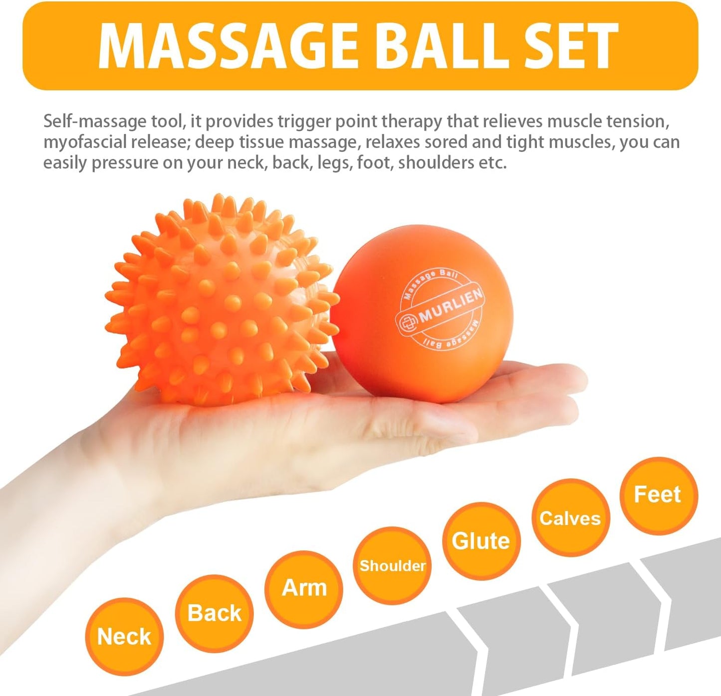 Massage Ball Set, Spiky Ball & Lacrosse Ball for Body Massage, Muscle Relief, Deep Tissue, Myofascial Release, Massager for Neck, Shoulder, Back, Foot or Muscle Tension (Blue)