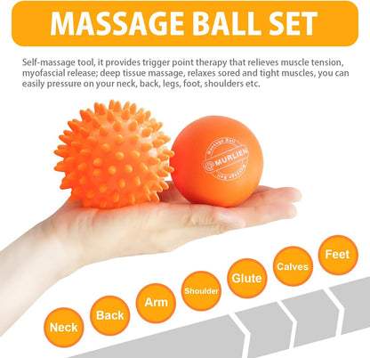 Massage Ball Set, Spiky Ball & Lacrosse Ball for Body Massage, Muscle Relief, Deep Tissue, Myofascial Release, Massager for Neck, Shoulder, Back, Foot or Muscle Tension (Blue)