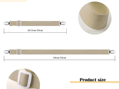 Boao 12 Pcs Bedsheet Strap Elastic Clip, White, 4-8 Inch Length