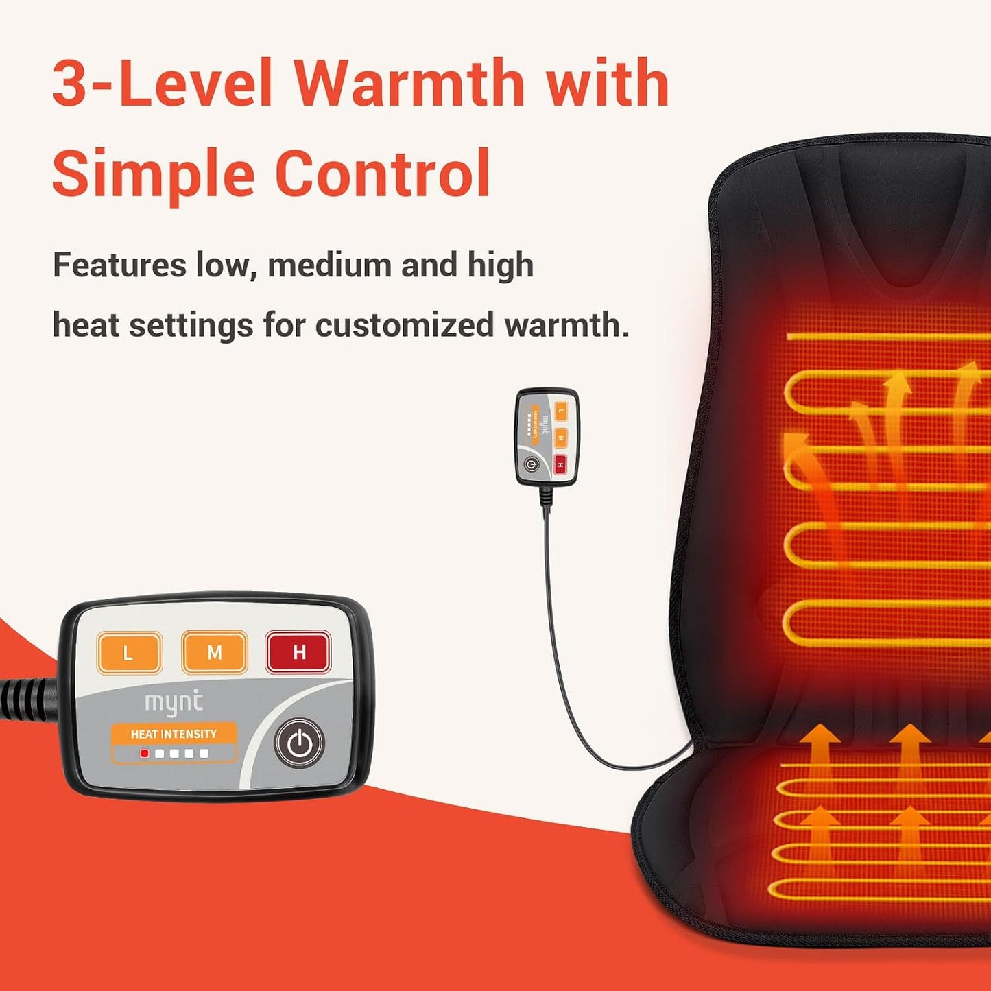 Heated Seat Covers with Fast Heat, Heating Pad for Chairs | Universal Seat Warmer for Home Office and More Use, Comfortable Full Back & Seat Cover with 3 Heating Levels, Winter Gift