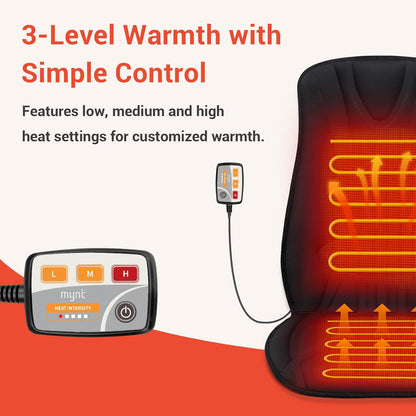 Heated Seat Covers with Fast Heat, Heating Pad for Chairs | Universal Seat Warmer for Home Office and More Use, Comfortable Full Back & Seat Cover with 3 Heating Levels, Winter Gift