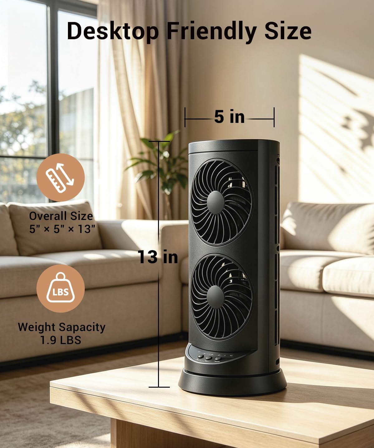 Tower Fan for Bedroom,24 ft/s Portable Desk Table Fan with Remote