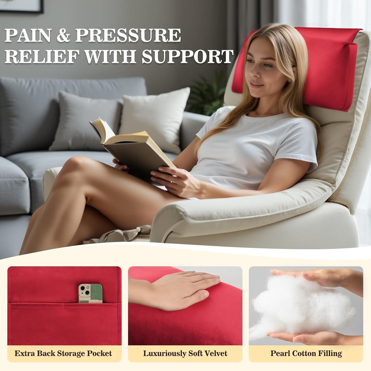 Recliner Headrest Pillow, Adjustable Comfort Neck & Head Support Pillow
