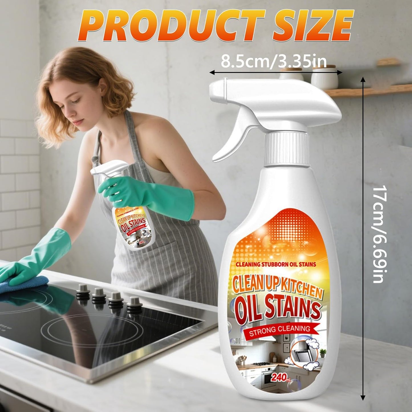 New Upgrade Kitchen Cleaner, Clean Up Kitchen Oil Stains Spray, Multi-purpose Oils Stain Cleaner, Clean Up Kitchens Oil Stains(240ml/8.45oz)