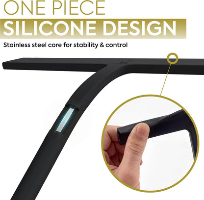 Shower Squeegee for Glass Doors, 10″ Black with No-Drill J-Hook | Hang Anywhere Without Adhesive, Seamless One-Piece Silicone, Encased Steel Core, Streak-Free Shower Squeegee for Glass & Tile
