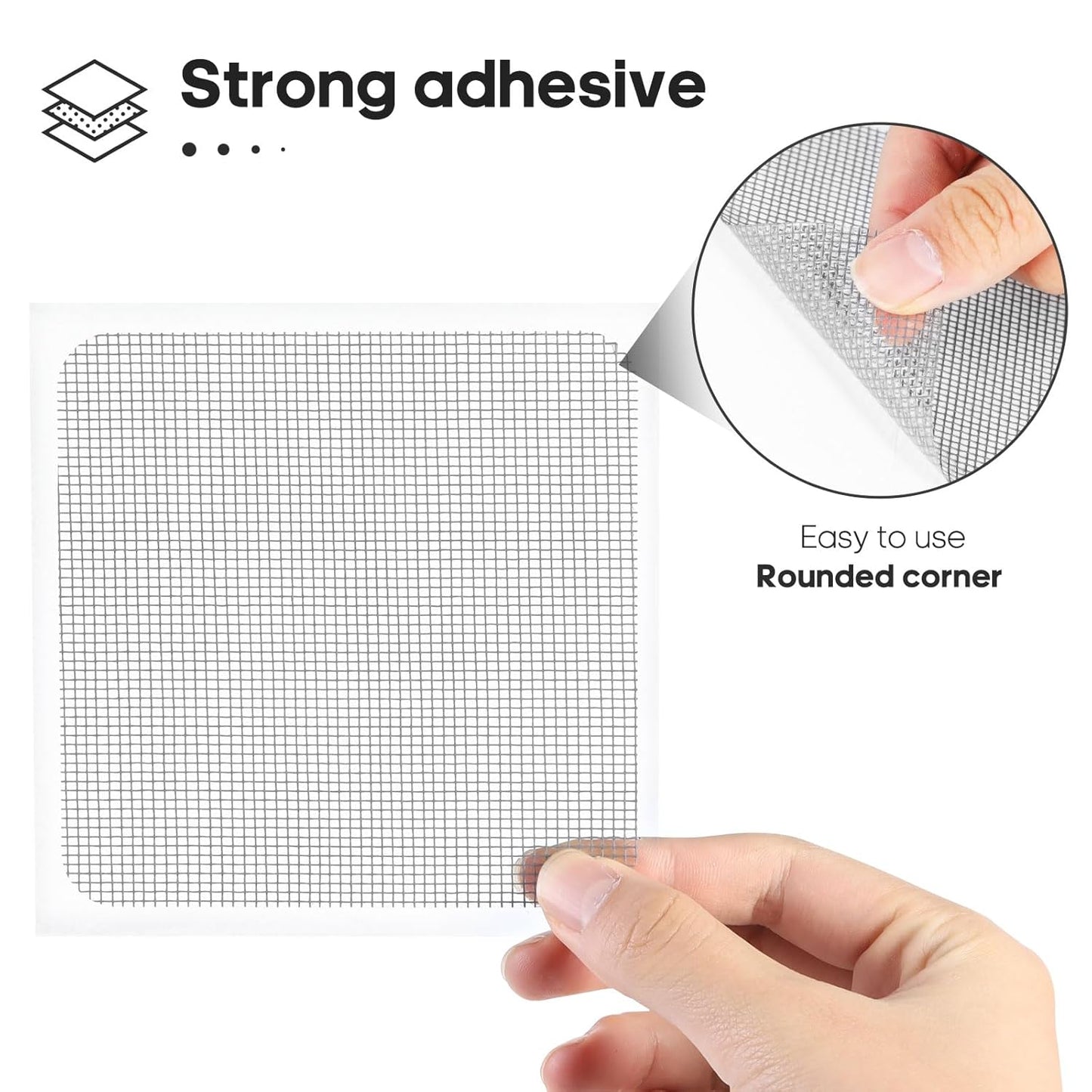 Secopad 14 Sheets Screen Patch Tape, Window Screen Repair Kit, Black | 3 Sizes, Quick Repair, Strong Adhesive, Easy to Use, For Mesh Window & Door, Cuttable Fiberglass, No Tools Needed