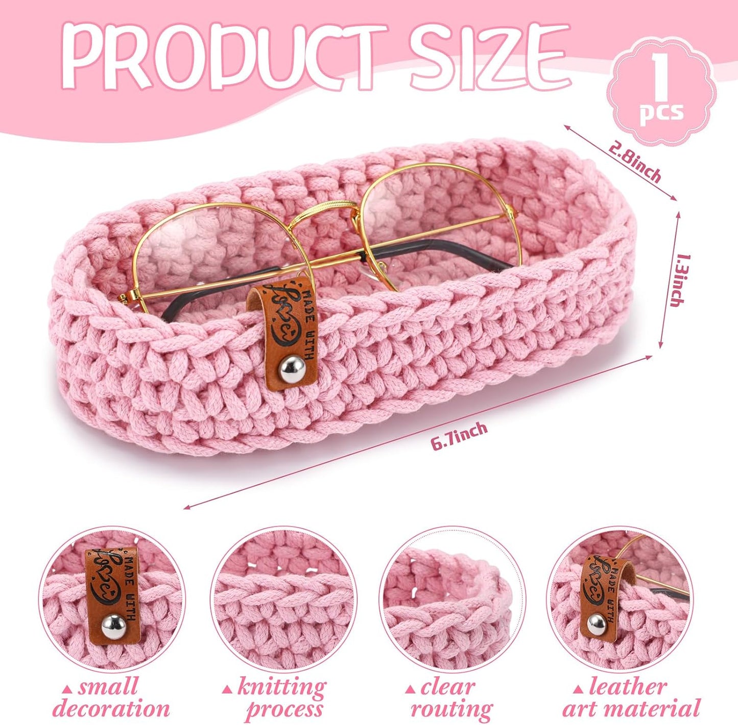 Tioncy Eyeglasses Holder for Nightstand Wool Anti Scratch Desk Bedside Knit Eyeglass Storage for Fathers Day Graduation Gifts