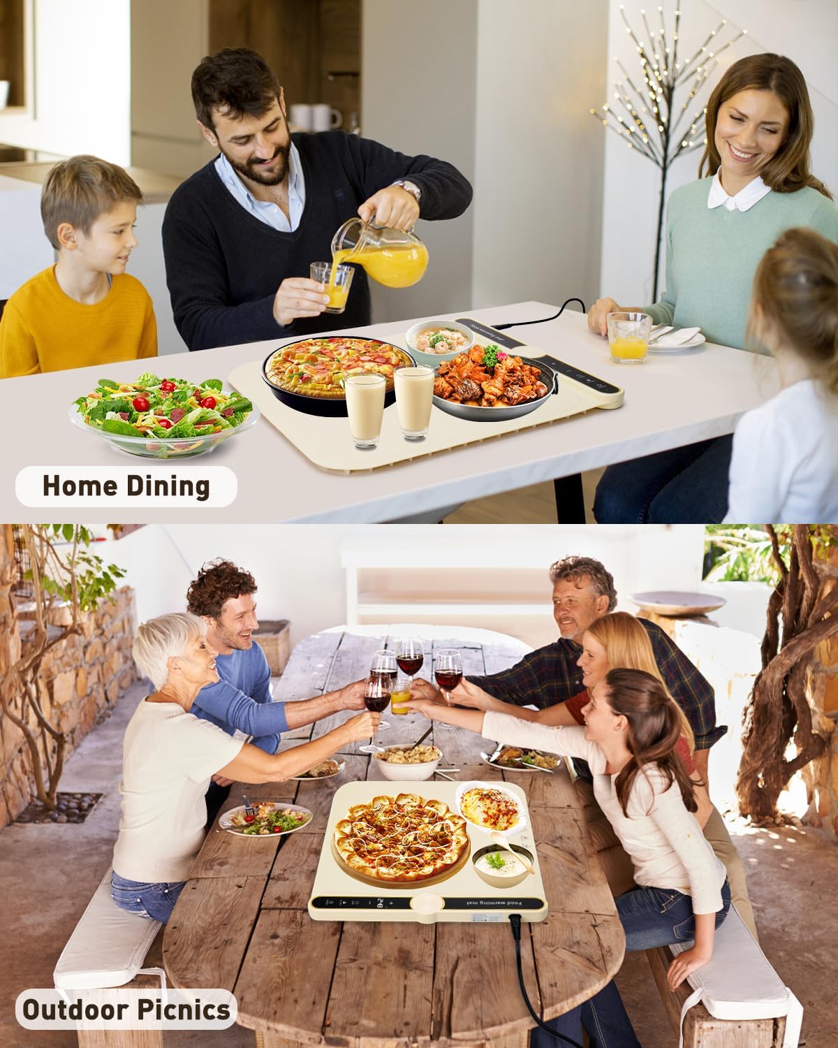 Food Warming Mats for Countertop - Warming Trays for Buffets Party, Silicone Electric Warmer with 7 Level Temp Adjustable / 4H Auto Timer, Hot Fast in 8s, Roll Up Heating Pad for Home Travel (Blue)