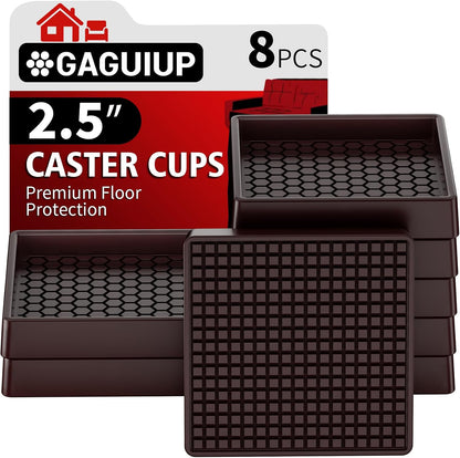 Non Slip Furniture Pads for Hardwood Floors - 12PCS 2" Caster Cups, Round | Furniture Stoppers to Prevent Sliding, Anti Slip Furniture Coasters Cup, Floor Protectors for Furniture Bed Couch Chair,Black
