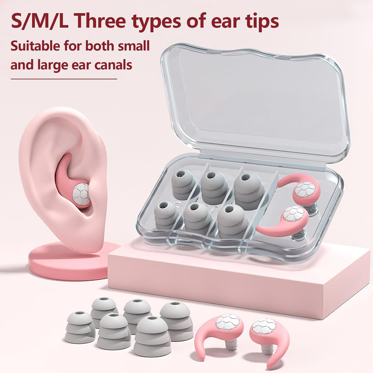 Noise Cancelling Ear plugs for Sleeping - Black Comfortable Reusable Silicone Earplugs for Sleep 24dB Noise Reduction Snoring and Studying Travel Concerts Hearing Protection with 3Tips and Storage Box