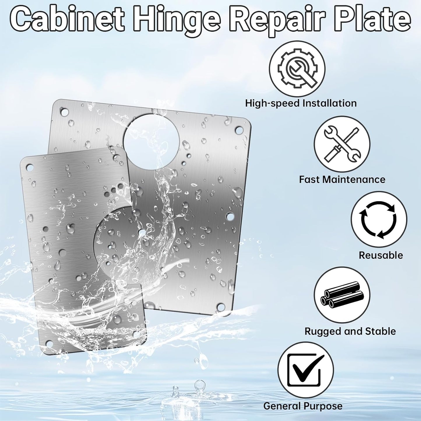 24 Pcs Cabinet Hinge Repair Plate, Stainless Steel Door Hinge Repair Kit with Fixing Screw, Cabinet Replacement Plate Kit for Cupboard, Locker, Doors