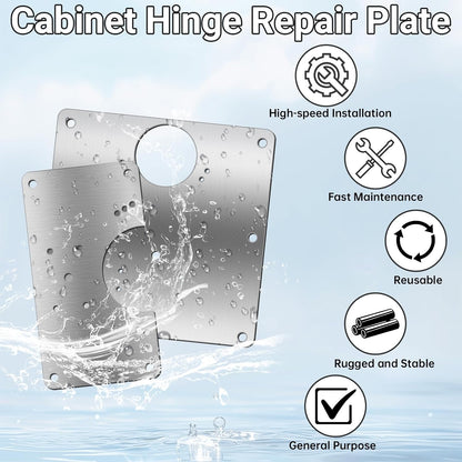 24 Pcs Cabinet Hinge Repair Plate, Stainless Steel Door Hinge Repair Kit with Fixing Screw, Cabinet Replacement Plate Kit for Cupboard, Locker, Doors