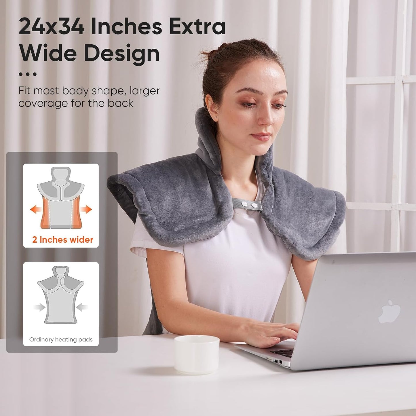 Large Electric Heating Pad for Full Body Pain Relief – 25"x37" Heating Pad for Neck, Back & Shoulder with 5 Heat Settings, Auto Shut-Off, & Timer, Ideal Gift for Man Women & Seniors