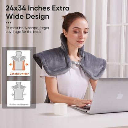 Large Electric Heating Pad for Full Body Pain Relief – 25"x37" Heating Pad for Neck, Back & Shoulder with 5 Heat Settings, Auto Shut-Off, & Timer, Ideal Gift for Man Women & Seniors