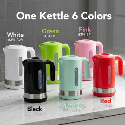 OVENTE 1.8L Electric Kettle with 1500W Fast Boiling Heater, Black KP413B | Best For Coffee or Tea, BPA-Free, Easy-Fill Lid, Water Level Window, Auto Shut-Off & Boil-Dry Protection, Removable Filter