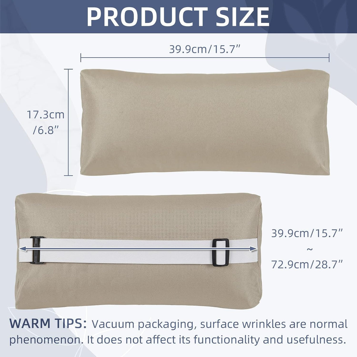Chaise Lounge Head Pillow, 2 Pack Outdoor Patio Pillows with Adjustable Strap, Lounge Head Resting Pillow for Recliner Beach Pool Lounger Office Chair，Water Resistant Gray