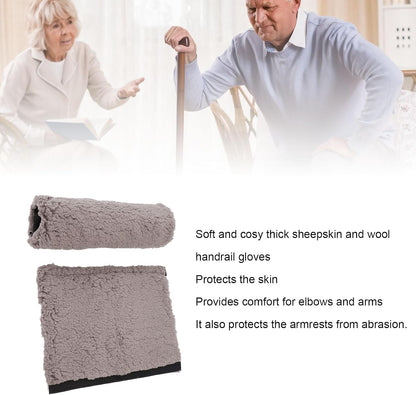 Brrnoo Sheepskin Chair Armrest Pad, Fleece Armrest Cushion for Chairs, Enhanced Comfort and Skin Protection Armrest Protector for Home or Office Use Fits Most Chairs (Grey)