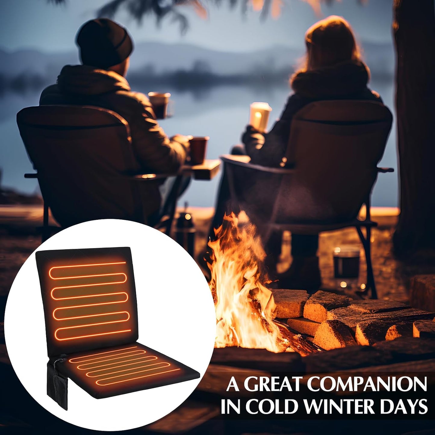 Thyle Portable Heated Seat Cushion for Bleachers Foldable Heating Cushion 3 Mode Adjustable Heated Stadium Chair Bleacher Seat for Bleachers Indoor, Power Bank Not Included