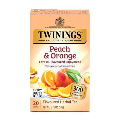 Twinings Mango & Pineapple Herbal Tea Individually Wrapped Bags, 20 Count (Pack of 1), Naturally Caffeine-Free, Enjoy Hot or Iced, 20 Teabags