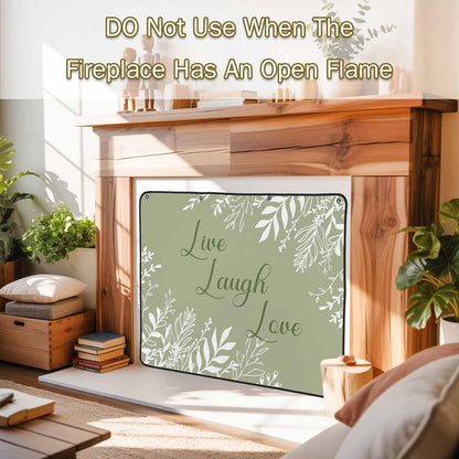 Magnetic Fireplace Cover Brown Rustic Wood Grain Fireplace Screen Decorative Leaves Laugh Love Insulation Fireplace Blocker Blanket Save Energy Fireplace Draft Stopper Covers for Living Room 36x30
