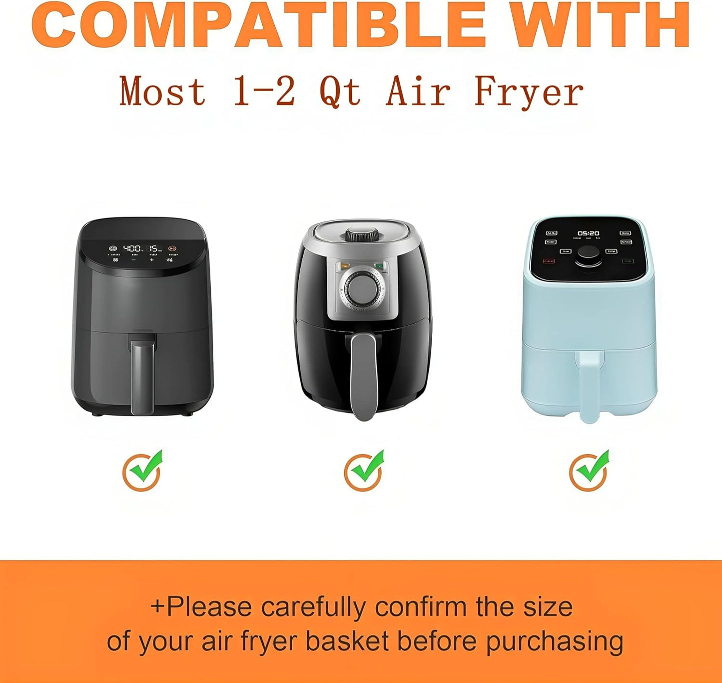 3pack Air Fryer Silicone Liners for COSORI, Ninja, CHEFMAN and Most 1-2 Qt | Square Small Air Fryer Liners, Food-Grade Material, BPA-Free, 430°F Heat, Dishwasher-Safe, Non-Stick Surface, Reusable