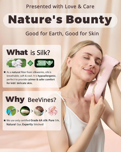 BeeVines Luxury Pure 100% Silk Sleep Mask for Women, 3D Contoured Eye Mask